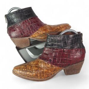 Farylrobin x Free People Tryst Leather Ankle‎ Booties 'Black Combo' Women's 8
